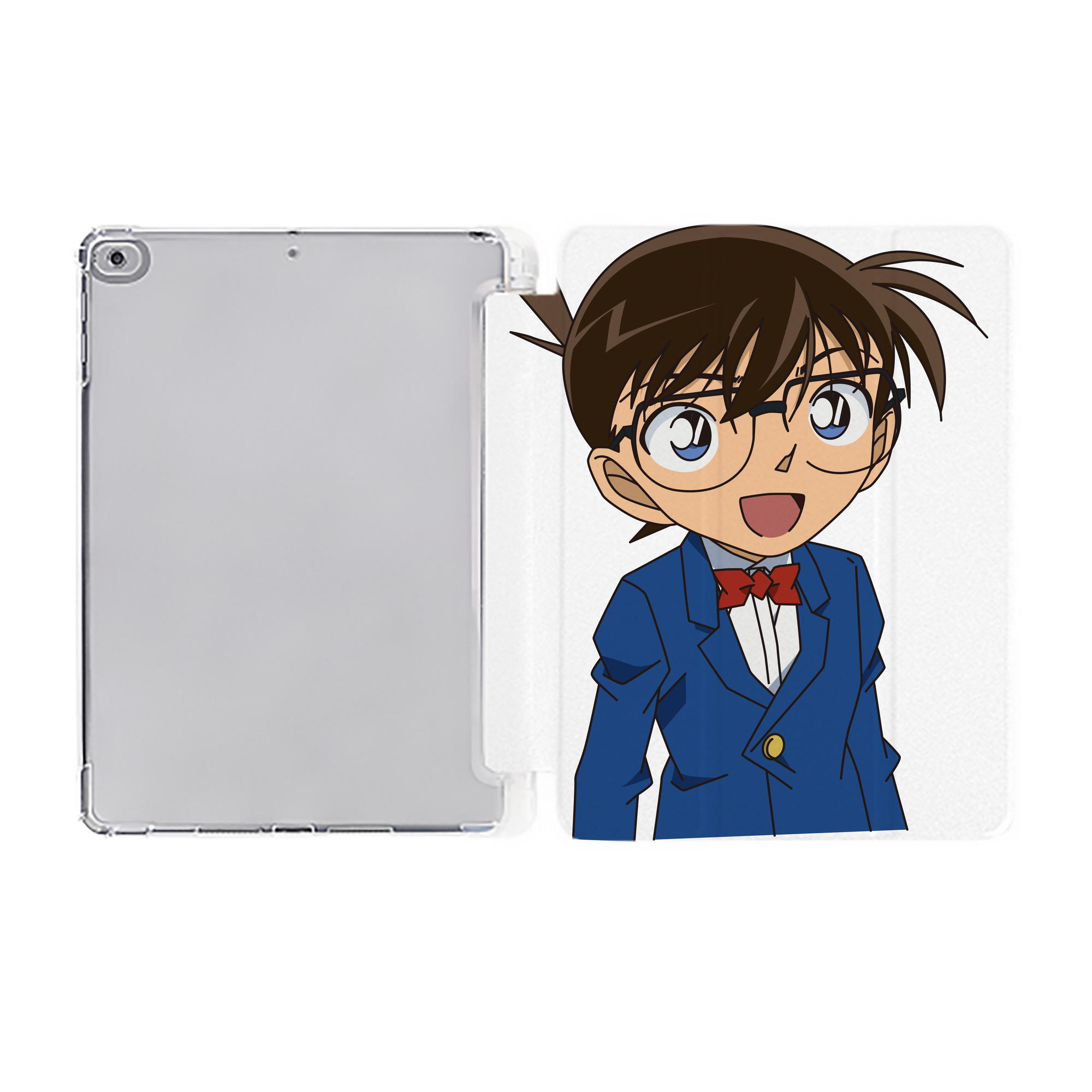 （画像用） 名探偵コナン 江戸川 コナン Detective Conan Conan Edogawa IPad ケース ペン収納付き 三つ折りスタンド PUレザー×シリコン 対応機種9.5/10.5/10.9インチ